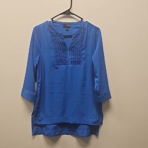 The Limited Royal Blue Blouse with Crochet Detail